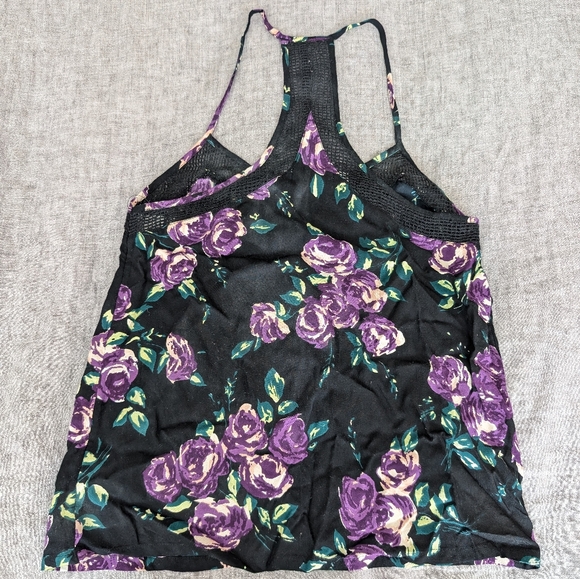 Volcom Defiant One Racerback Tank Top Black Purple Floral Size XS NWT - Picture 3 of 7